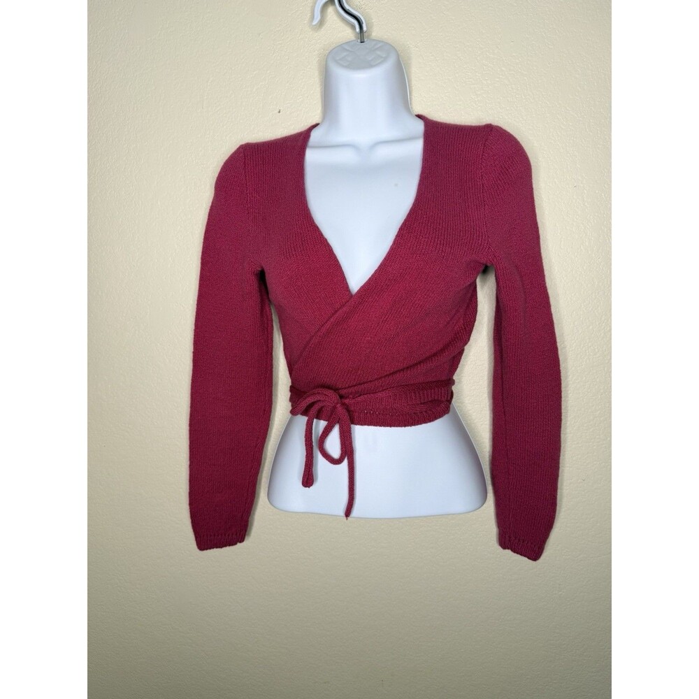 KD Dance Pink Ballet Dance Wrap Sweater Long Sleeve Knit Cardigan Sz M Cotton